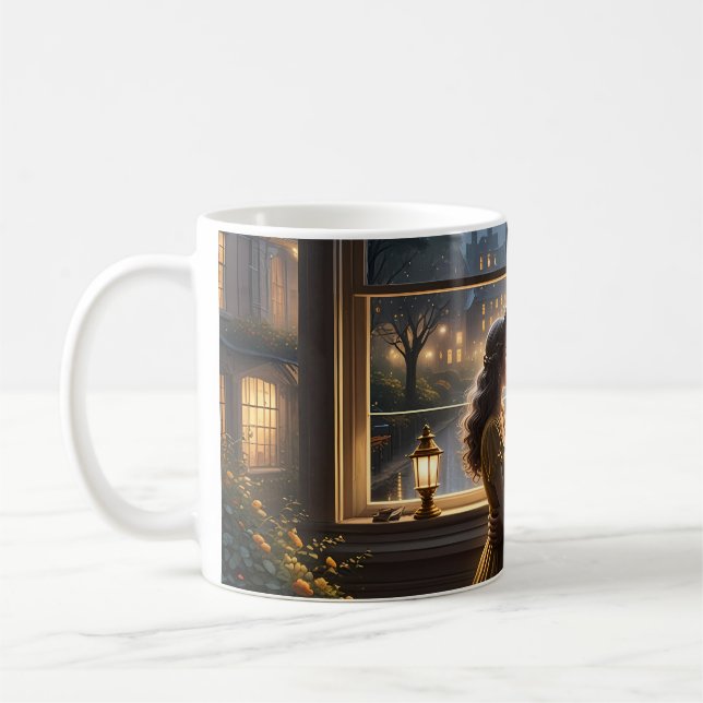 Café Taza de brillo de ventana de romance lluvioso (Izquierda)