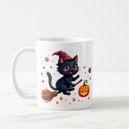 Café Taza de bruja con gatito negro de Halloween lindo