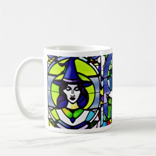 Café Taza de bruja de Halloween de vidrio emplomado