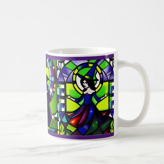 Café Taza de bruja de Halloween de vidrio emplomado (Derecha)