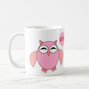 Café Taza de búho adorable rosa te amo