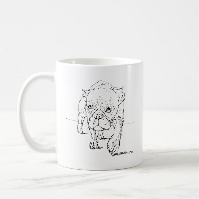 Café Taza de Bulldog Francés Adorable, Ilustración de P (Izquierda)