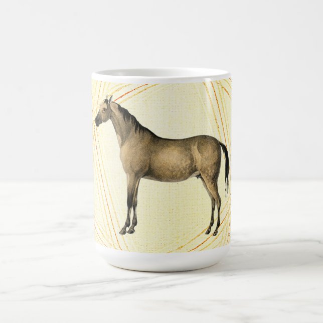 Café Taza de caballo ilustrada vintage (Centro)