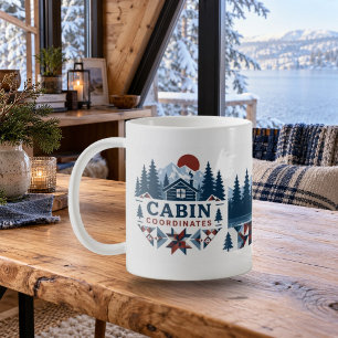 Café Taza de cabaña de coordenadas de cabaña de patchwo