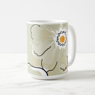 Café Taza de café/chocolate caliente con flores abstrac
