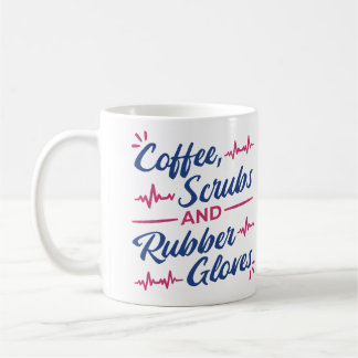 Café Taza de Café, Ropa de Quirófano y Guantes de Goma