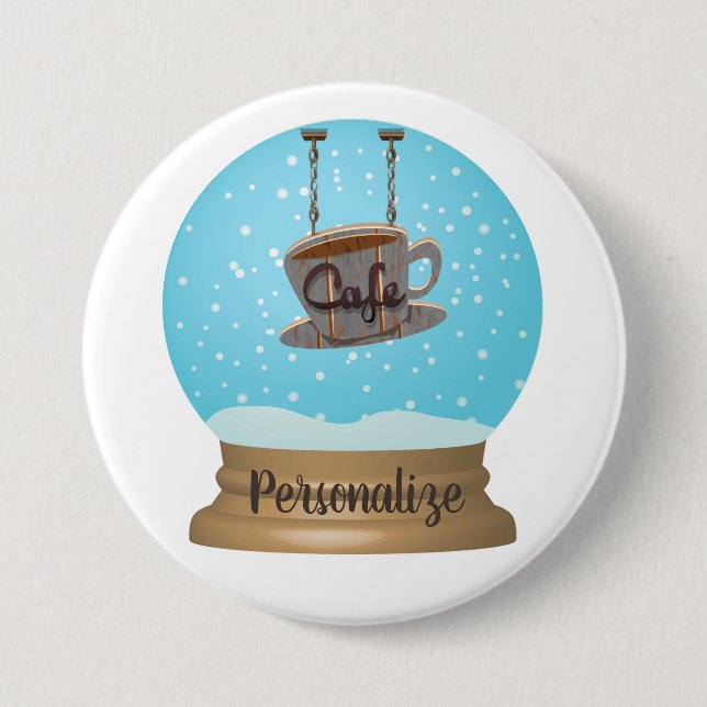 Cafe taza de café signo botón de globo de nieve (Anverso)