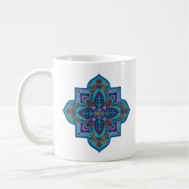 Café Taza de café, vibrante mandala púrpura y azul