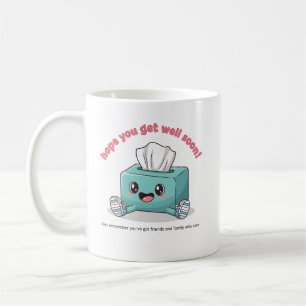 Café Taza de caja de pañuelos lindos con el mensaje Esp