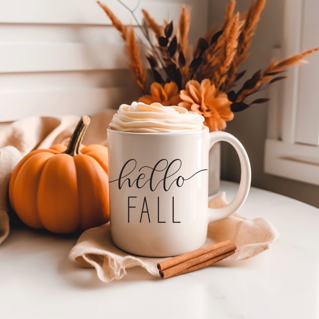 Café Taza de caligrafía de moda 'Feliz otoño para todos (Subido por el creador)