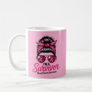 Café Taza de cáncer de mama con lazo rosa Soy un superv