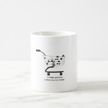 Taza de carrito de compras con notas musicales, di