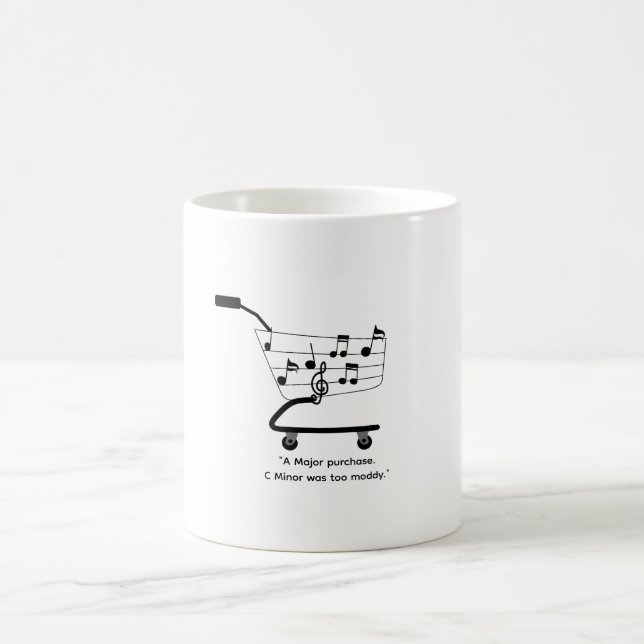 Café Taza de carrito de compras con notas musicales, di (Centro)