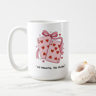 Café Taza de cartas de juego rosadas Todo Corazones Sin