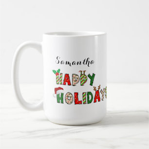 Café Taza de Cartas de Navidad Felices Fiestas