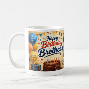 Café Taza de Celebración de Cumpleaños Feliz Hermanos