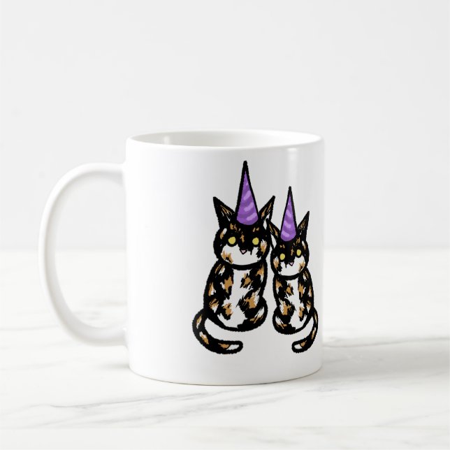 Café Taza de Celebración de Gato Calico (Izquierda)