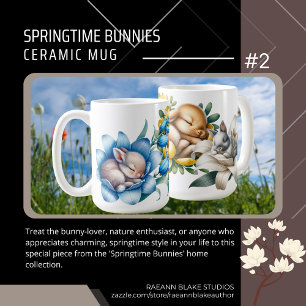 Café Taza de cerámica #2 conejitos de primavera