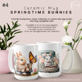 Café Taza de cerámica #4 conejitos de primavera