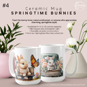 Café Taza de cerámica #4 conejitos de primavera