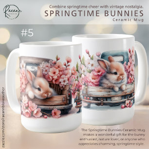 Café Taza de cerámica #5 conejitos de primavera