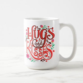 Café Taza de cerámica Abrazos y Besos — Floral