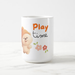 Café Taza de cerámica adorable "Play Time" Chibi Bear