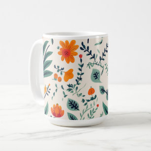 Café Taza de cerámica blanca con un estampado floral di