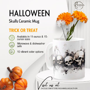 Café Taza de cerámica con diseño de calaveras de Hallow