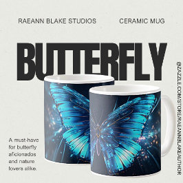 Café Taza de cerámica con diseño de mariposa azul