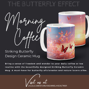 Café Taza de cerámica con diseño de mariposa llamativo