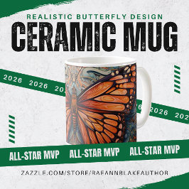 Café Taza De Cerámica Con Diseño De Mariposa Realista