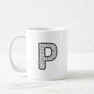 Café Taza de cerámica con letra P personalizada