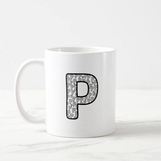 Café Taza de cerámica con letra P personalizada (Izquierda)