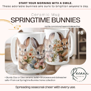 Café Taza de cerámica conejitos de primavera #8