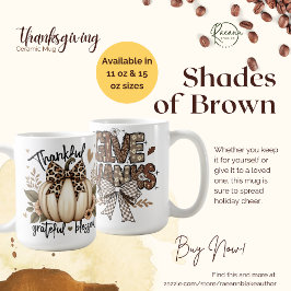 Café Taza de cerámica de Acción de Gracias en tonos mar