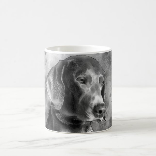 CAFÉ TAZA DE CERÁMICA DE ACUARELA WEIMARANER BW (Centro)