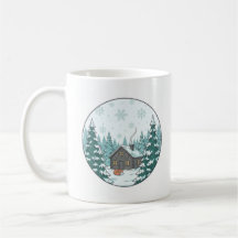 Taza de cerámica de bosque invernal (330ml)