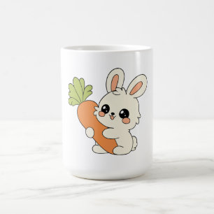 Café Taza de cerámica de conejito Kawaii sosteniendo za