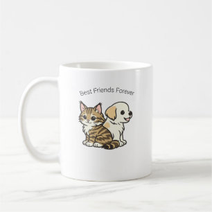 Café Taza de cerámica de gato y perro de dibujos animad