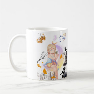 Café Taza de cerámica de niña hada linda con mariposa y
