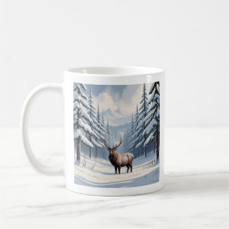 Café Taza de cerámica de pino nevado en invierno (11oz)