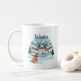 Café Taza de cerámica de zorro de invierno (11oz)