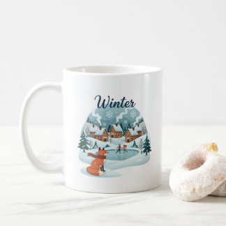 Café Taza de cerámica de zorro de invierno (11oz)