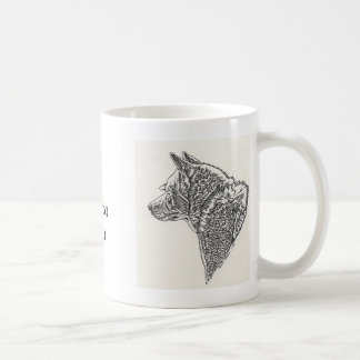 Café Taza de cerámica del bosquejo blanco de Akita Inu