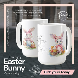 Café Taza de cerámica del conejo feliz de Pascua