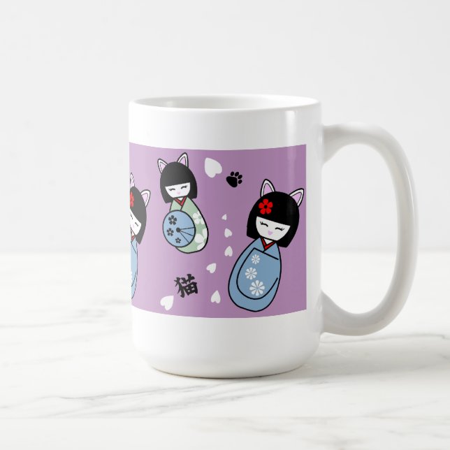 Café Taza de cerámica del gatito de Kokeshi (Derecha)