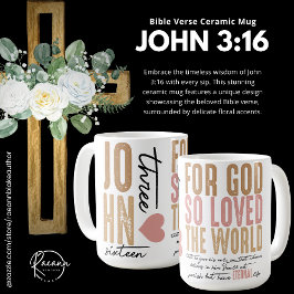 Café Taza de cerámica del versículo bíblico Juan 3:16