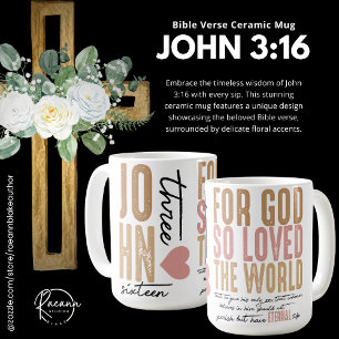 Café Taza de cerámica del versículo bíblico Juan 3:16