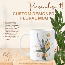 Café Taza de cerámica floral personalizada